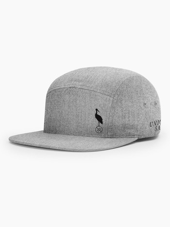 5-Panel Hat with Stork, Grey